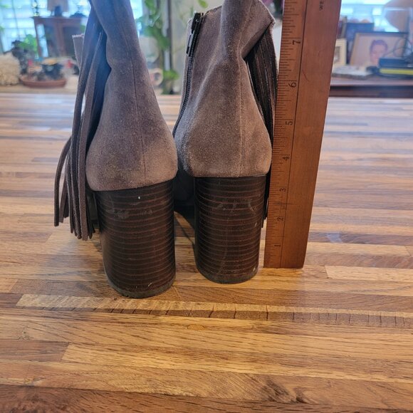Arturo Chiang Suede Boots Reiden Fringe Tan Ankle Leather Taupe - Picture 5 of 12